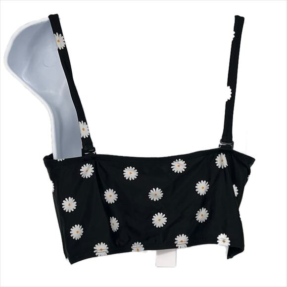 Bikini Top Contoured in Daisy Print on Black Size Medium - Picture 4 of 5